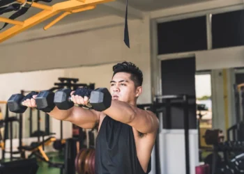 levantar, para frente, exercício de musculação;