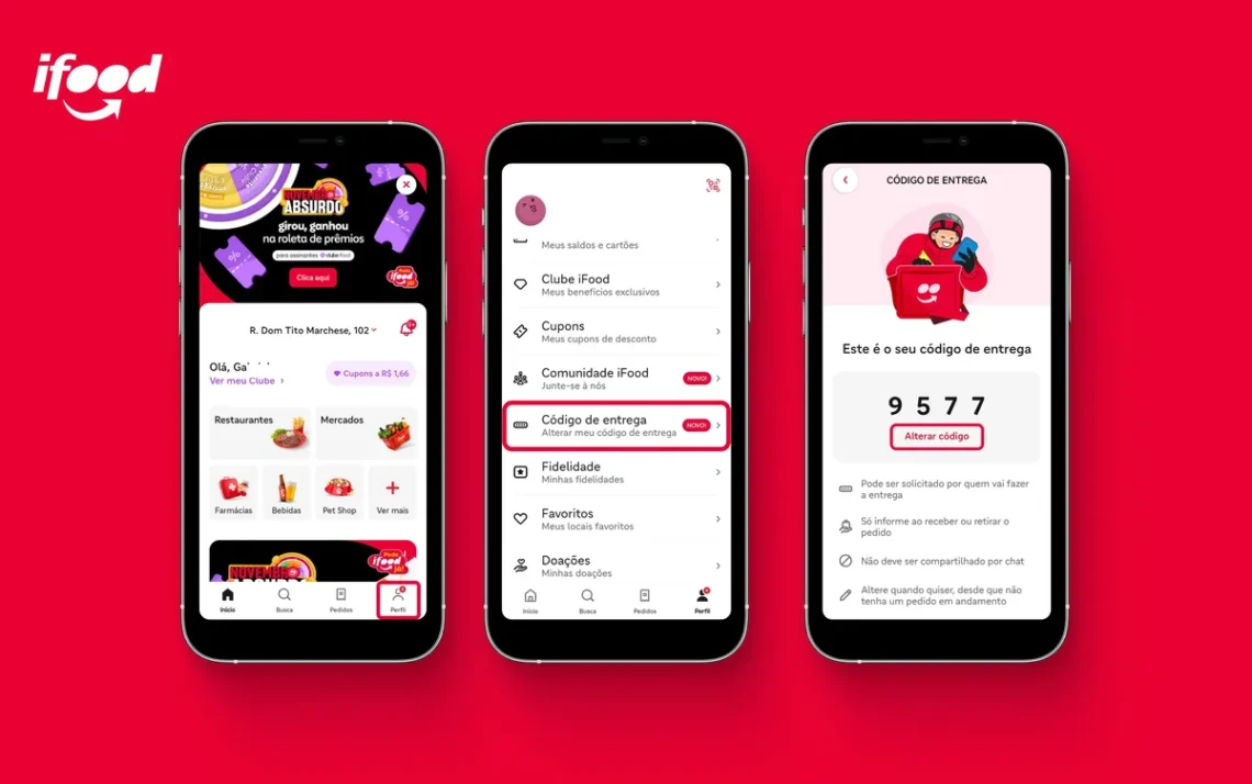 Código de entrega agora pode ser personalizado de acordo com as preferências do usuário. — Foto: Divulgação - iFood - Todos os direitos: © G1 - Tecnologia