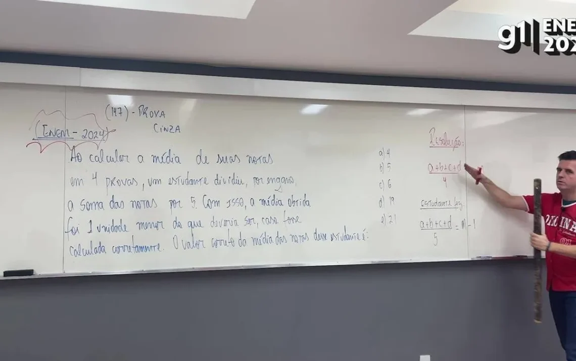 Questão de matemática do Enem 2024 viraliza nas redes sociais — Foto: Reprodução/Redes sociais Questão sobre média de notas viraliza nas redes: 'cadê o resto da pergunta?' - Todos os direitos: © G1 - Globo Mundo